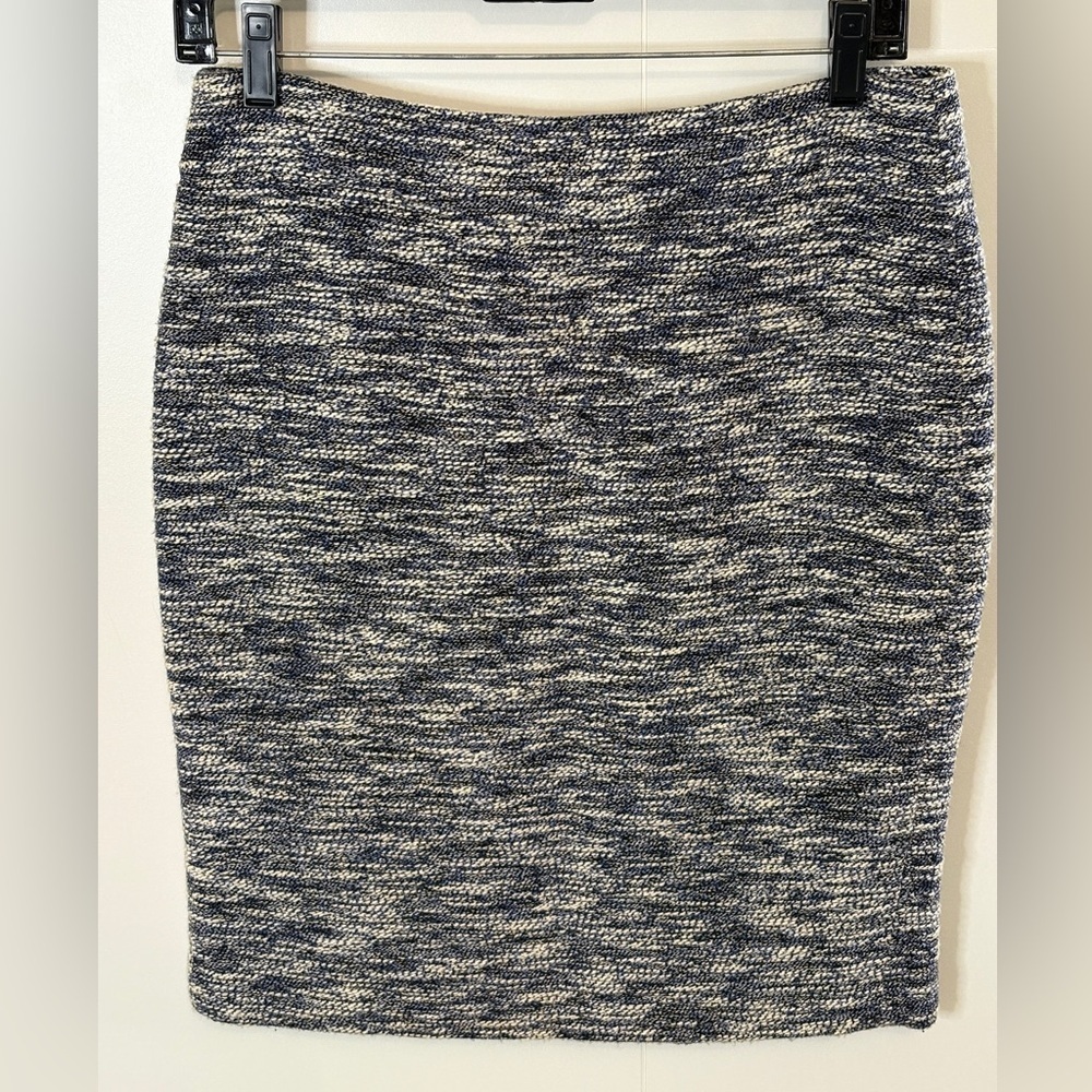 Ann Taylor Blue and White Bouclé Pencil Skirt